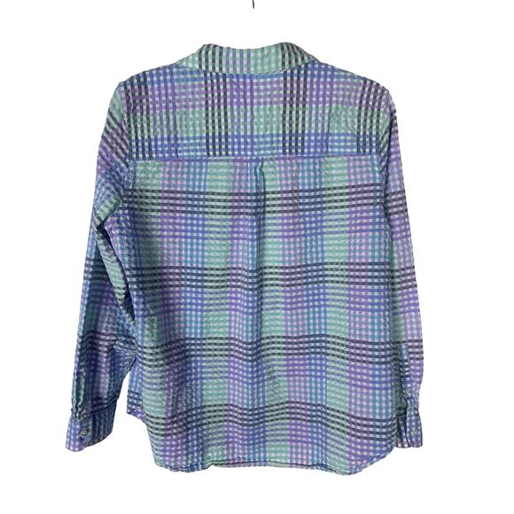 Vintage-Inspired L.L. Bean Pastel Plaid Cotton Shirt L Grandmacore - Picture 5 of 9